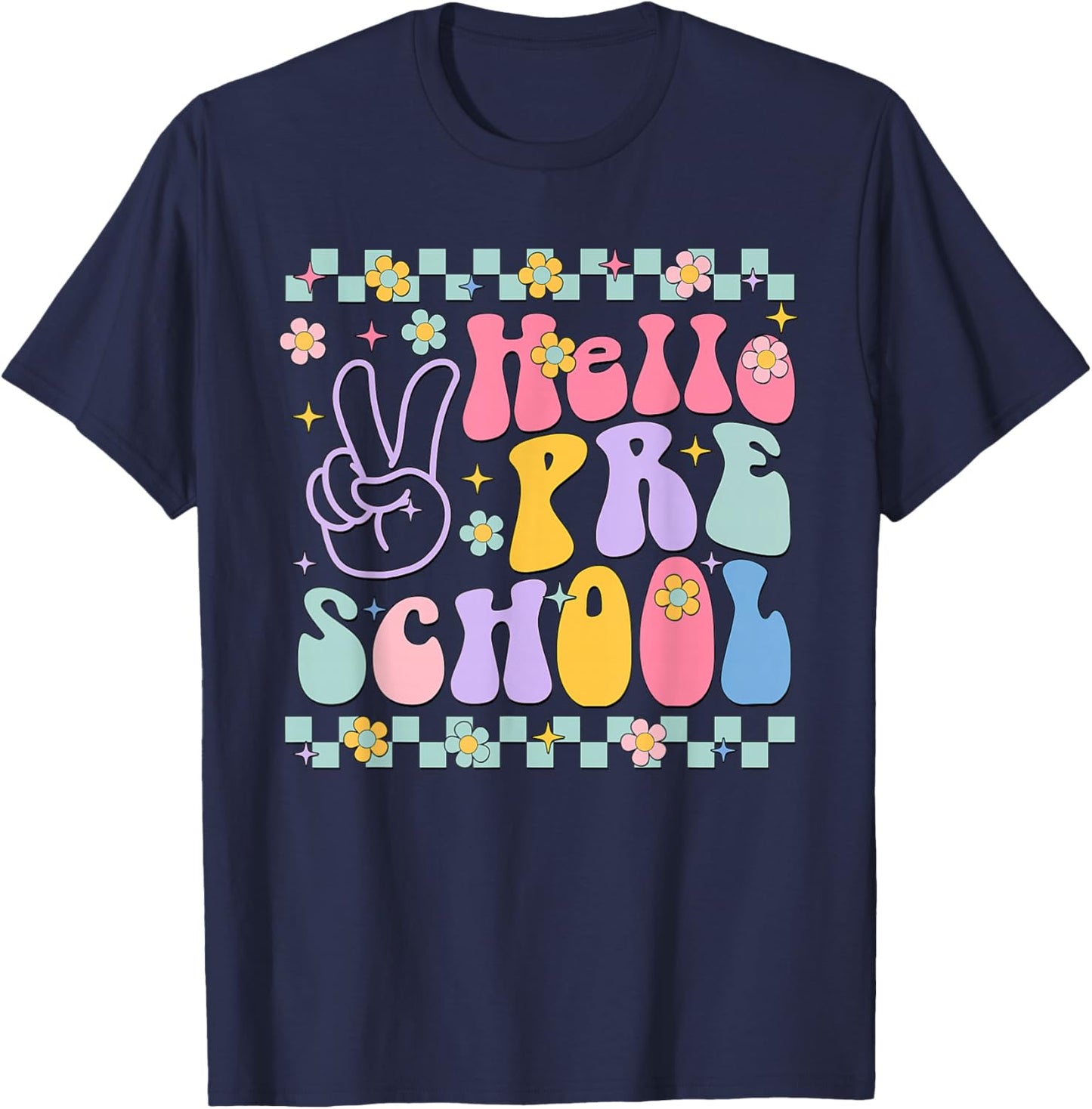 Hello preschool Back To School Teachers Boys Girls Kids T-Shirt - T-Shirt | Navy