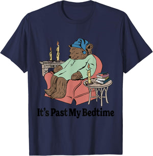 It's Past My Bedtime Sleepy Time Bear Reading Men & Women T-Shirt - T-Shirt | Navy