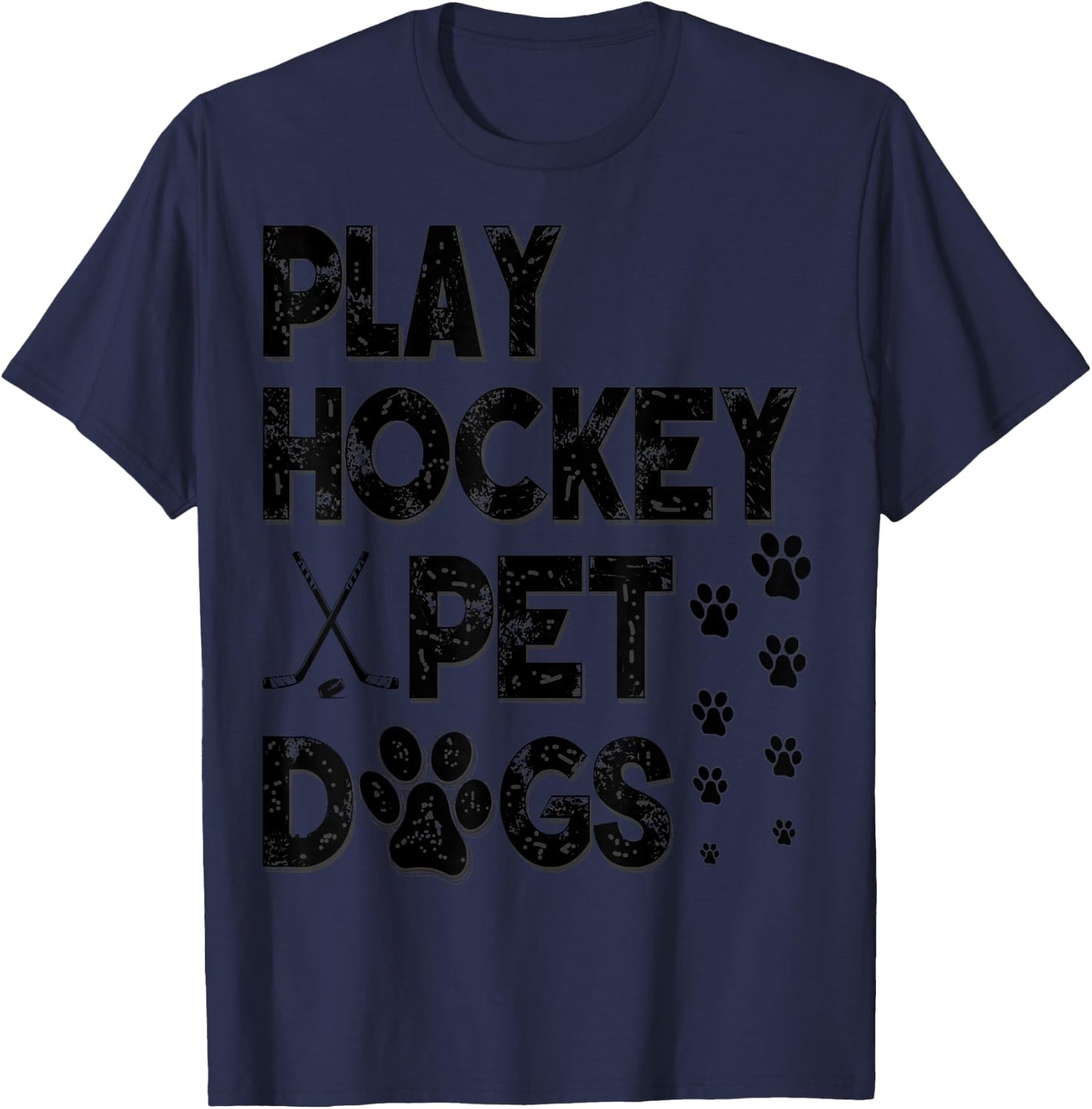 Play Hockey Pet Dogs T-Shirt - T-Shirt | Navy
