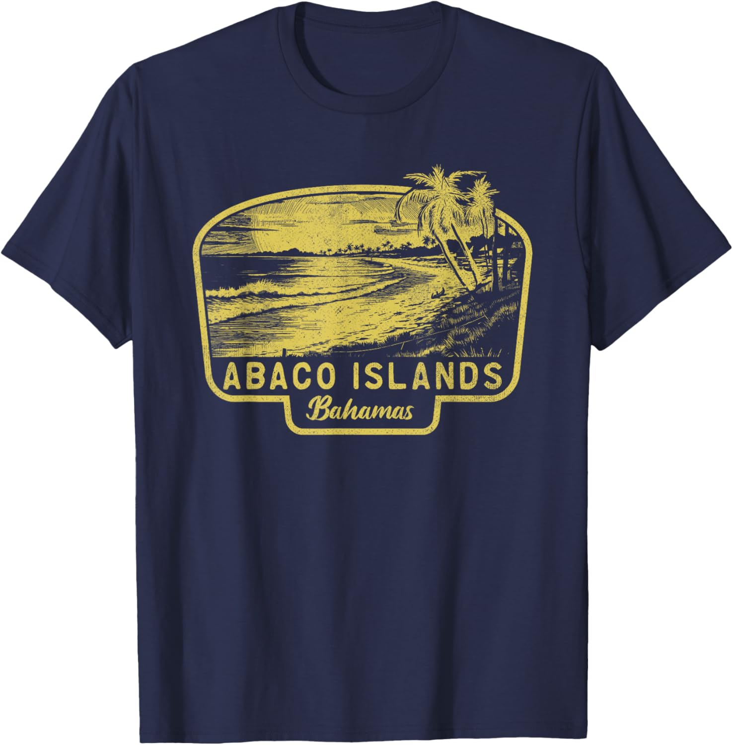 Abaco Islands Bahamas Beach Surf Vintage Blue T-Shirt - T-Shirt | Navy