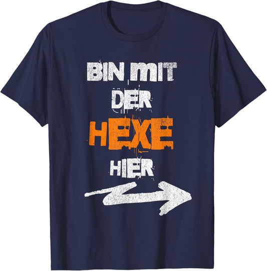 Ich Bin mit der Hexe Hier Halloween Kostüm Partner T-Shirt - T-Shirt | Navy