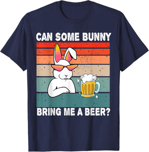 Can Some Bunny Bring Me A Beer Funny Easter Day Vintage T-Shirt - T-Shirt | Navy