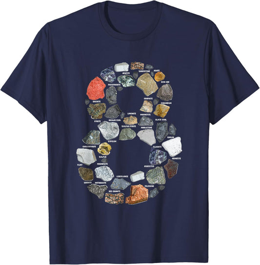 Geology 8 years Old Rock Collecting 8th Birthday T-Shirt - T-Shirt | Navy