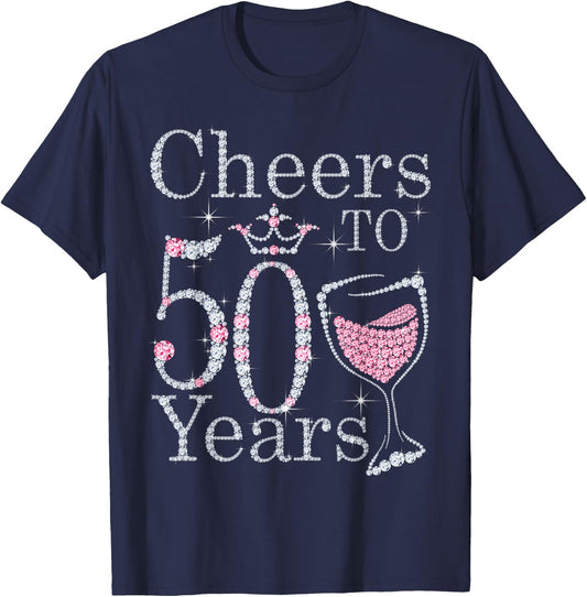 Cheers to 50 Years 1972 50Th Birthday Gift T-Shirt - T-Shirt | Navy