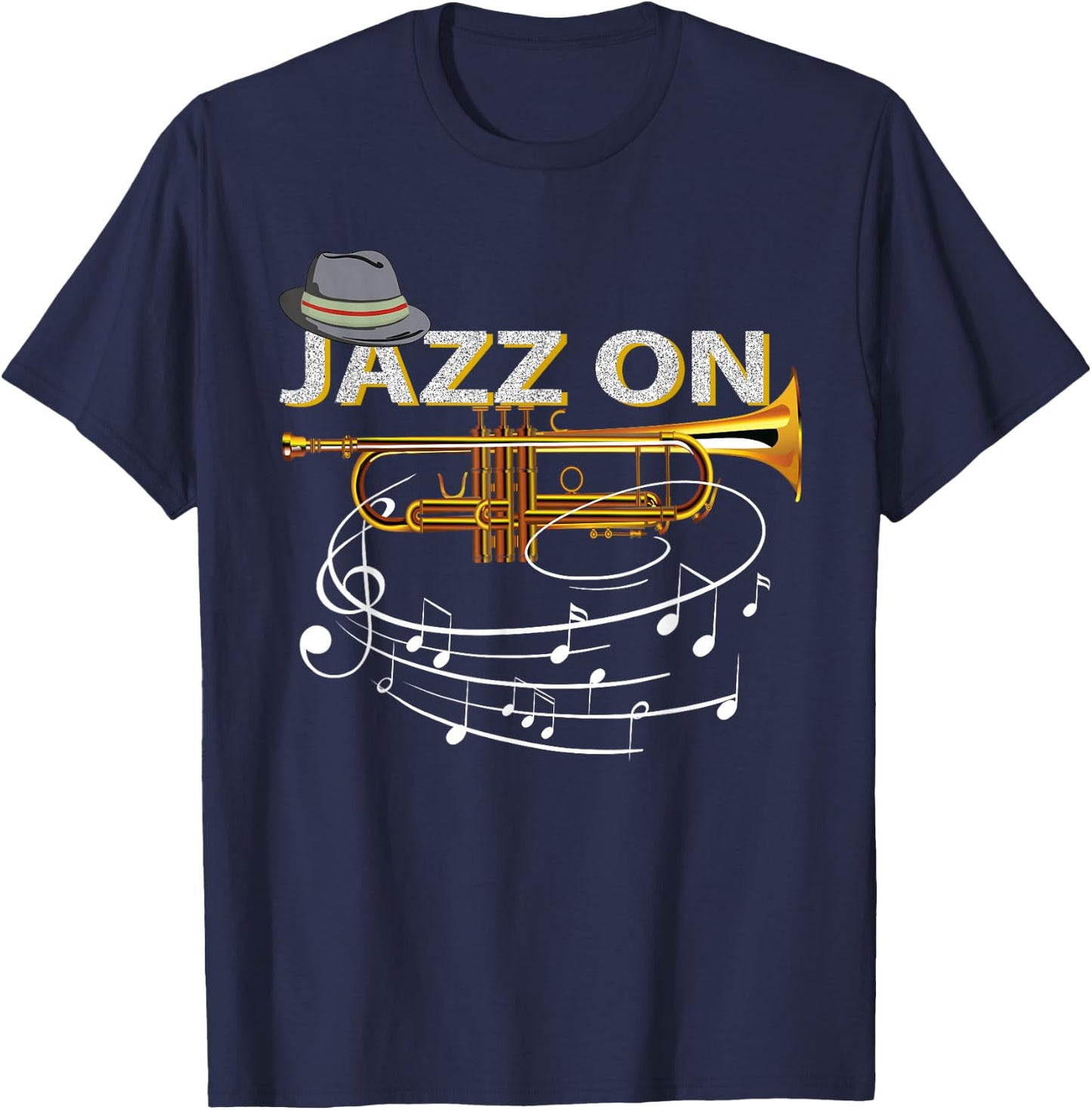 Vintage Jazz On Trumpet Player Blues Music Lovers Jazz Band Small T-Shirt - T-Shirt | Navy