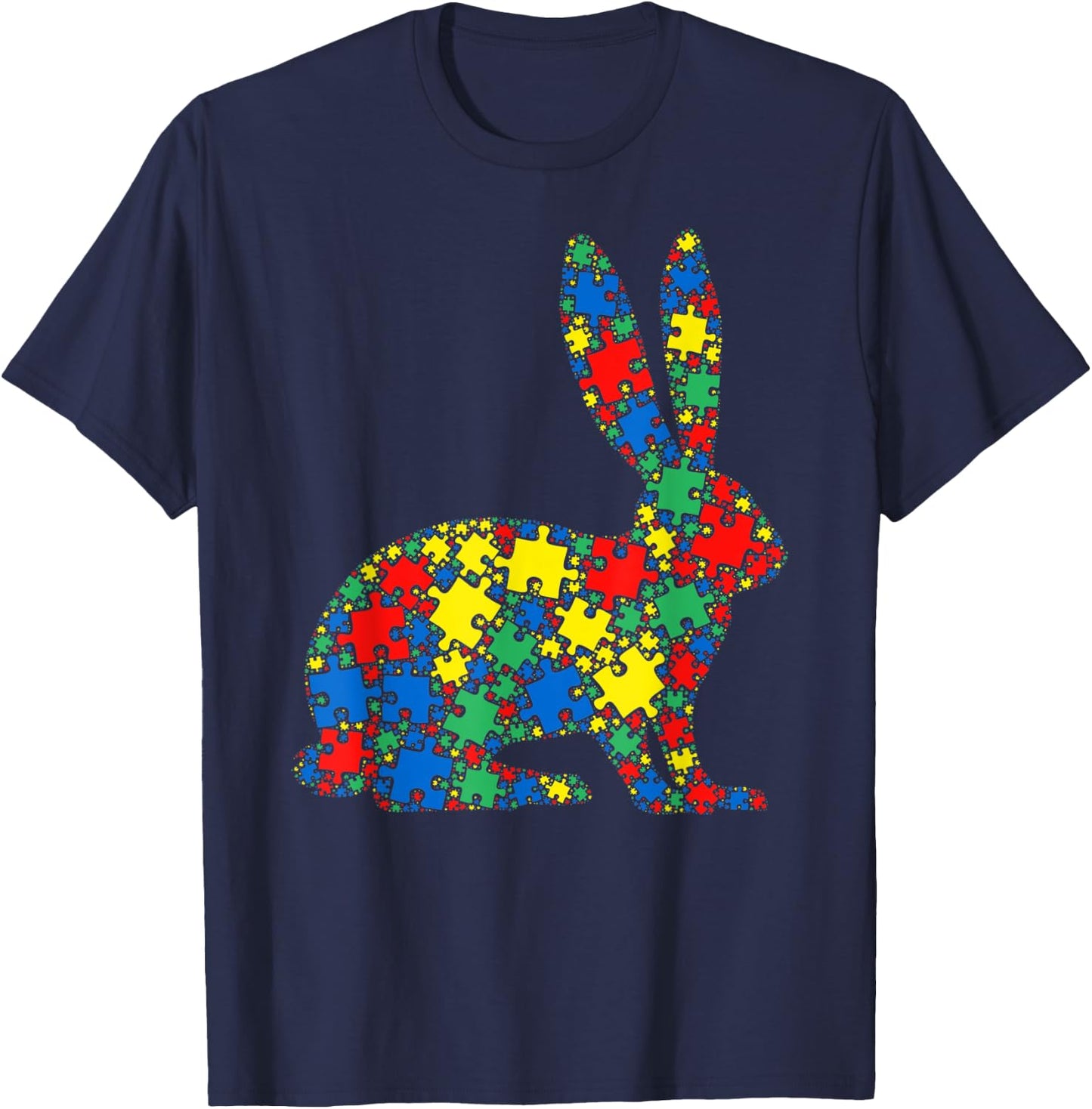 Rabbit Autism Puzzle Men Kids - Autism Awareness T-Shirt - T-Shirt | Navy