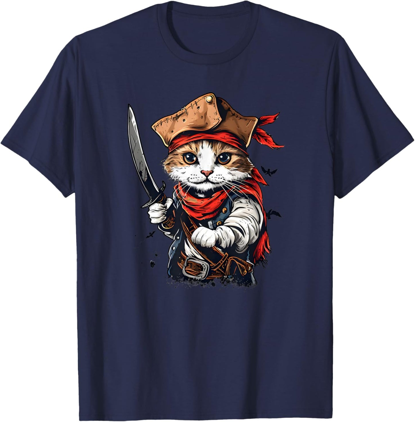 Swashbuckling Pirate Cat Voyage - Unleash Your Kitty's Inner Men Women Kids T-Shirt - T-Shirt | Navy