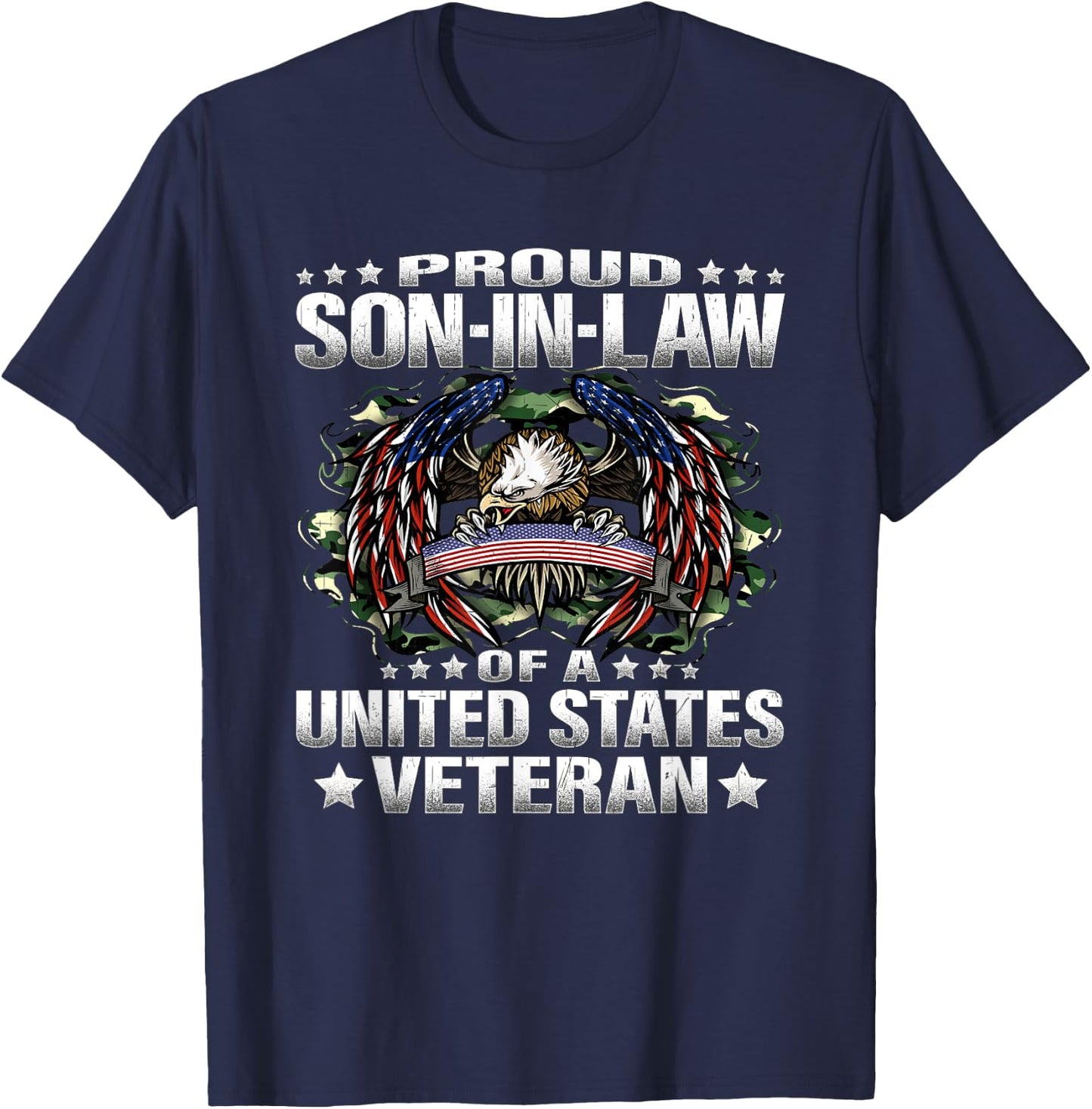Proud Son-In-Law Of A United States Veteran Vet's Family T-Shirt - T-Shirt | Navy