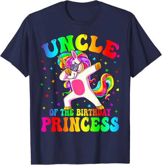 Uncle of the Birthday Princess Girl Dabbing Unicorn Mom T-Shirt - T-Shirt | Navy