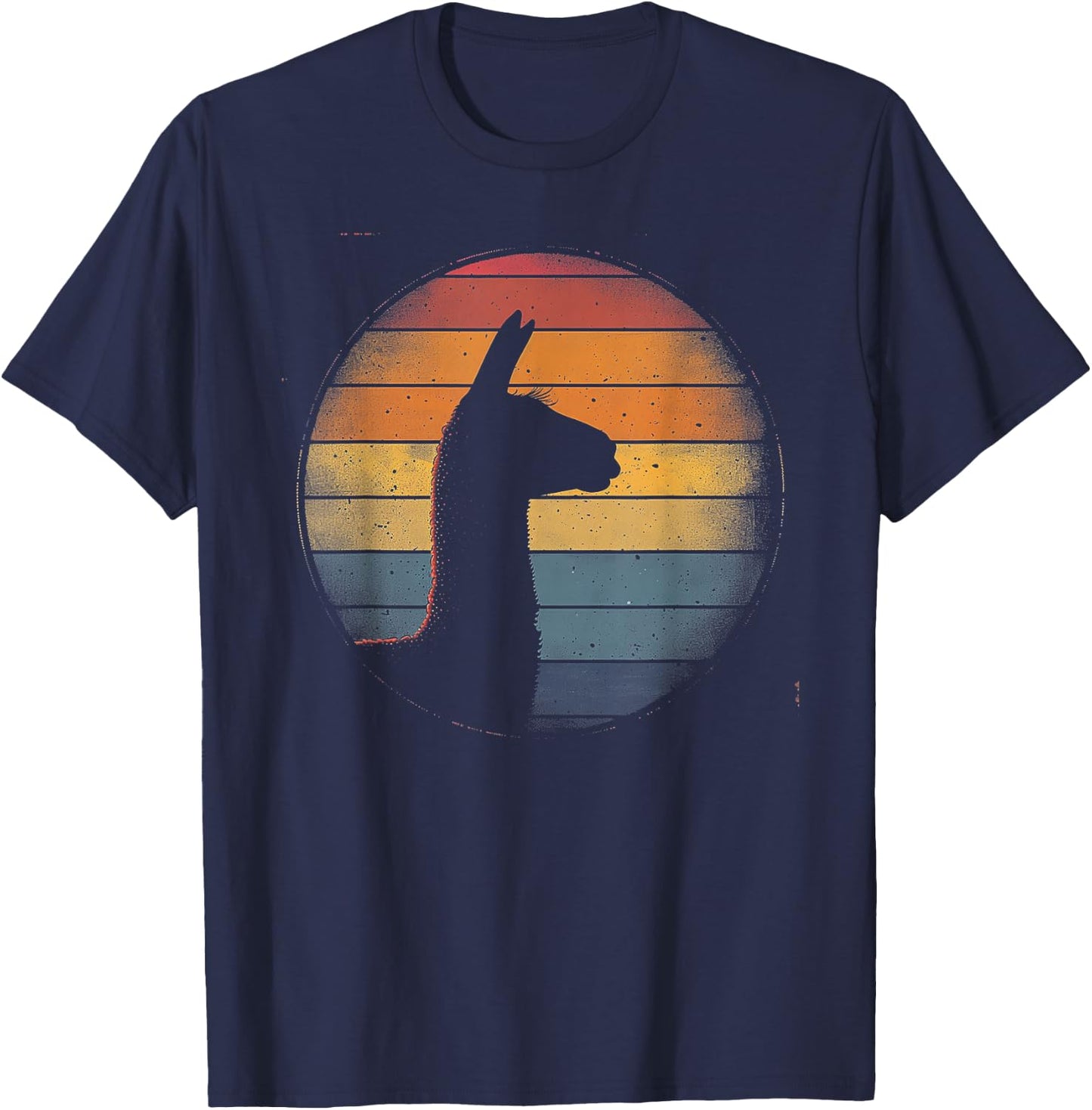 Llama Alpaca - Retro 70s 80s Graphic Vintage Men Women Kids T-Shirt - T-Shirt | Navy