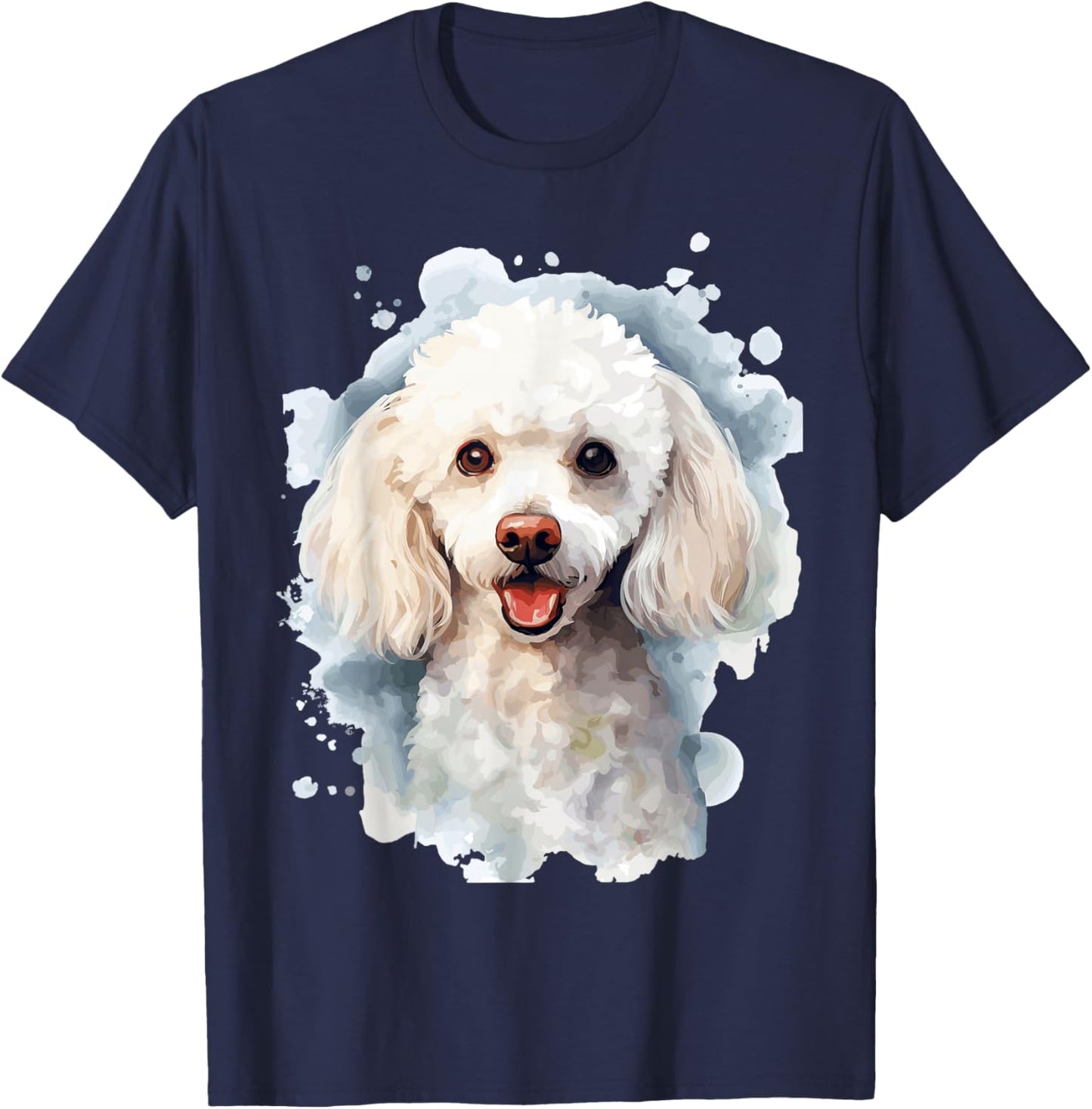 White Poodle Lovers Design Pop Art White Poodle T-Shirt - T-Shirt | Navy