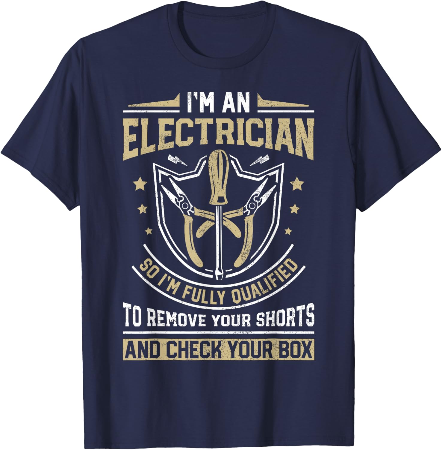 I'm An Electrician I'm Fully Qualified Funny Lineman Vintage T-Shirt - T-Shirt | Navy