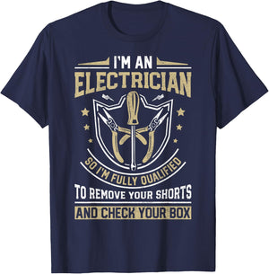 I'm An Electrician I'm Fully Qualified Funny Lineman Vintage T-Shirt - T-Shirt | Navy