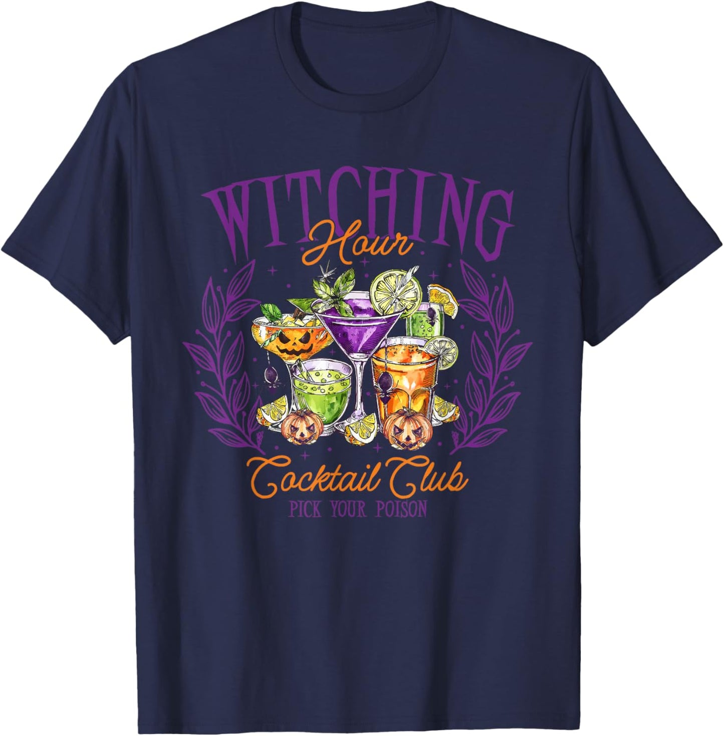 Witching Hour Cocktail Club Pick Your Poison Halloween T-Shirt - T-Shirt | Navy