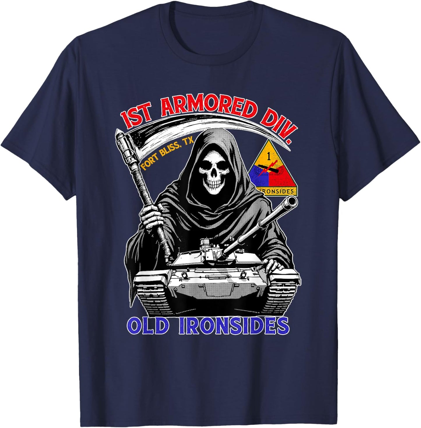 1st Armored Division Old Ironside Fort Bliss Texas Vintage T-Shirt - T-Shirt | Navy