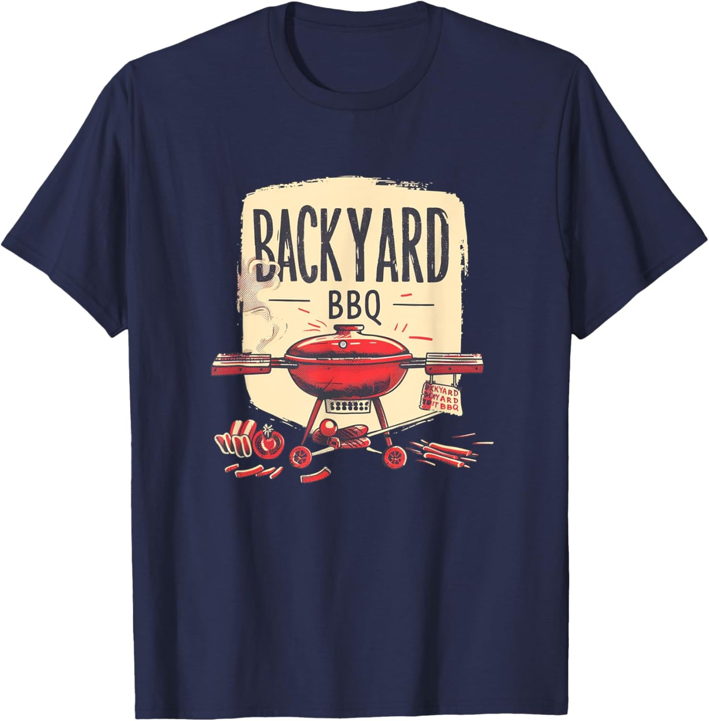 Backyard BBQ in Season with Friends and Family T-Shirt - T-Shirt | Navy