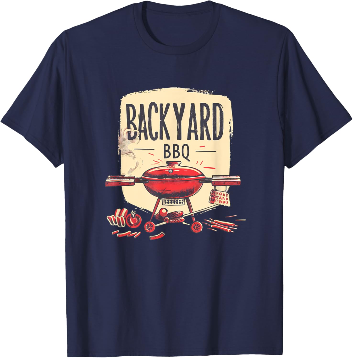 Backyard BBQ in Season with Friends and Family T-Shirt - T-Shirt | Navy
