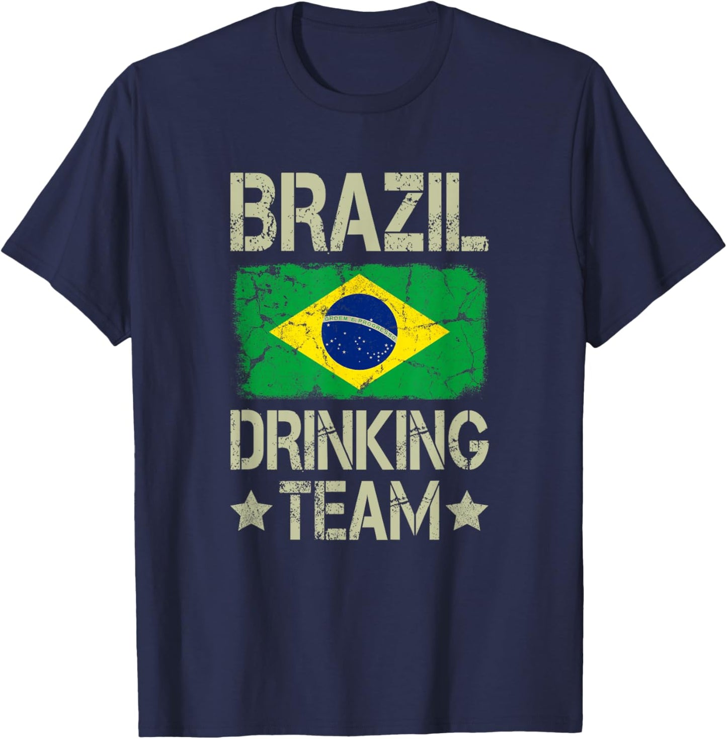 Brazil Drinking Team Brazilian Flag Funny Drinking T-Shirt - T-Shirt | Navy