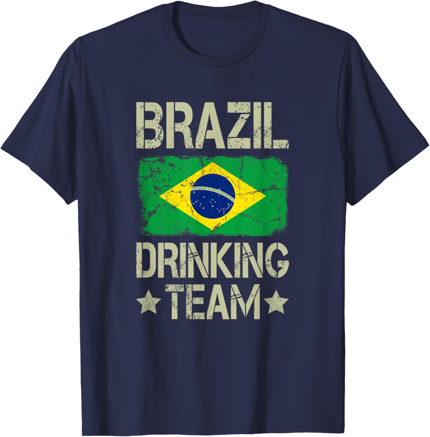 Brazil Drinking Team Brazilian Flag Funny Drinking T-Shirt - T-Shirt | Navy