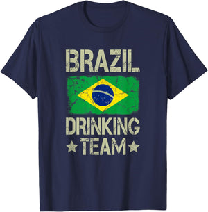 Brazil Drinking Team Brazilian Flag Funny Drinking T-Shirt - T-Shirt | Navy