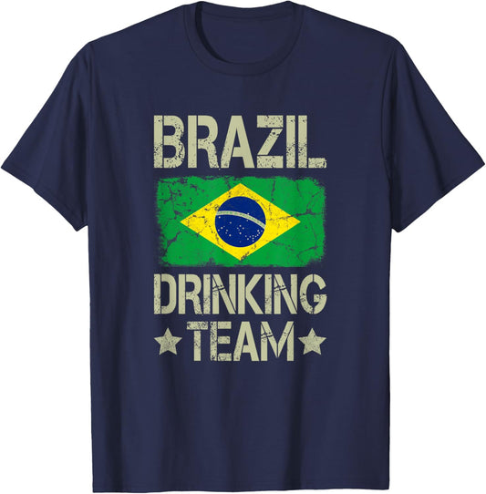 Brazil Drinking Team Brazilian Flag Funny Drinking T-Shirt - T-Shirt | Navy