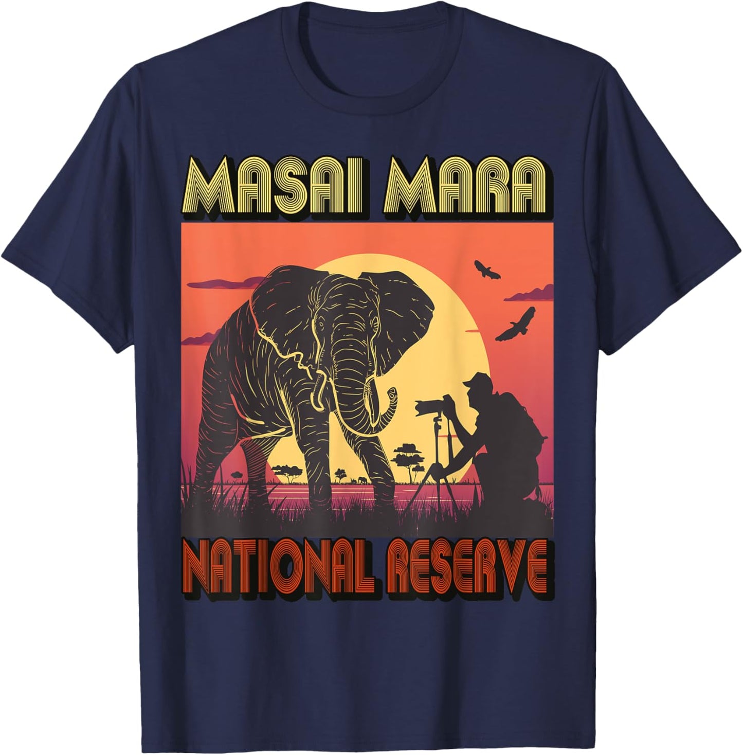 Masai Mara Elephant National reserve Kenya Safari Tour T-Shirt - T-Shirt | Navy