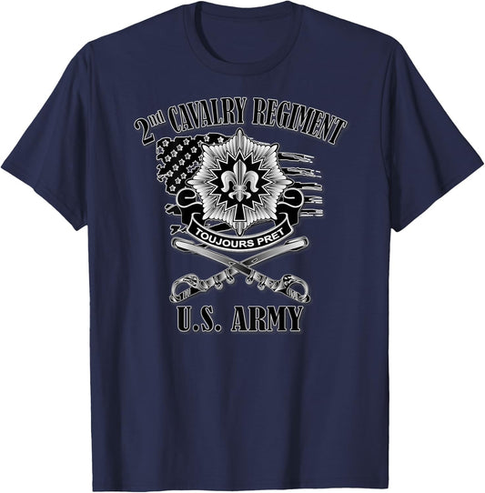 2nd Cavalry Regiment (Back Design) T-Shirt - T-Shirt | Navy