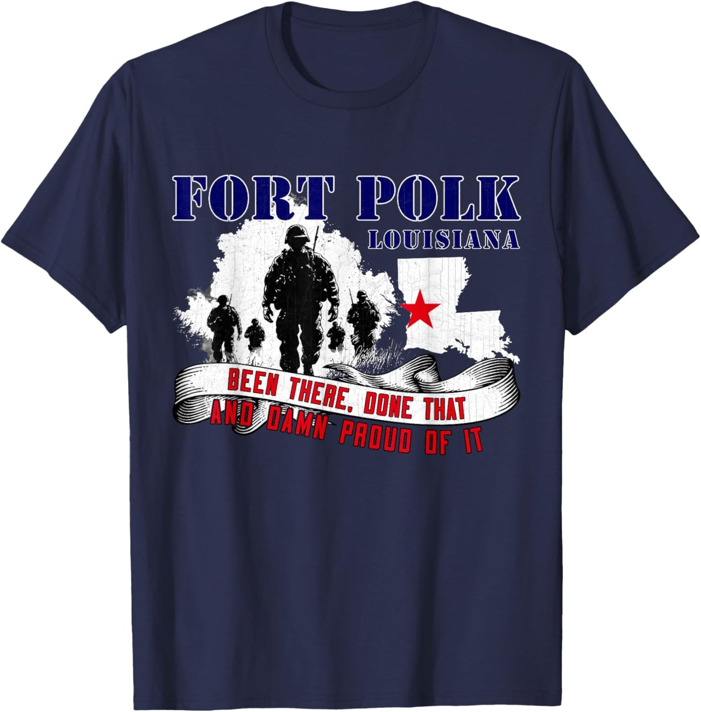Fort Polk Louisiana US Military Base Veterans Day Gifts T-Shirt - T-Shirt | Navy