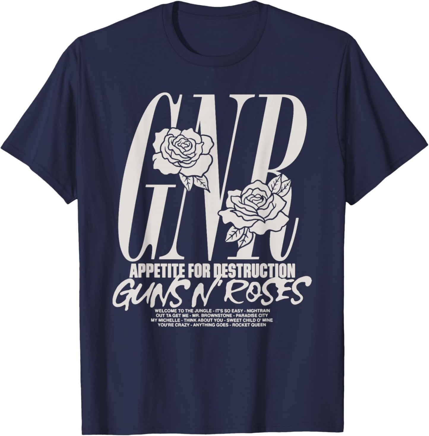 Official Guns N' Roses Appetite Tracks T-Shirt - T-Shirt | Navy