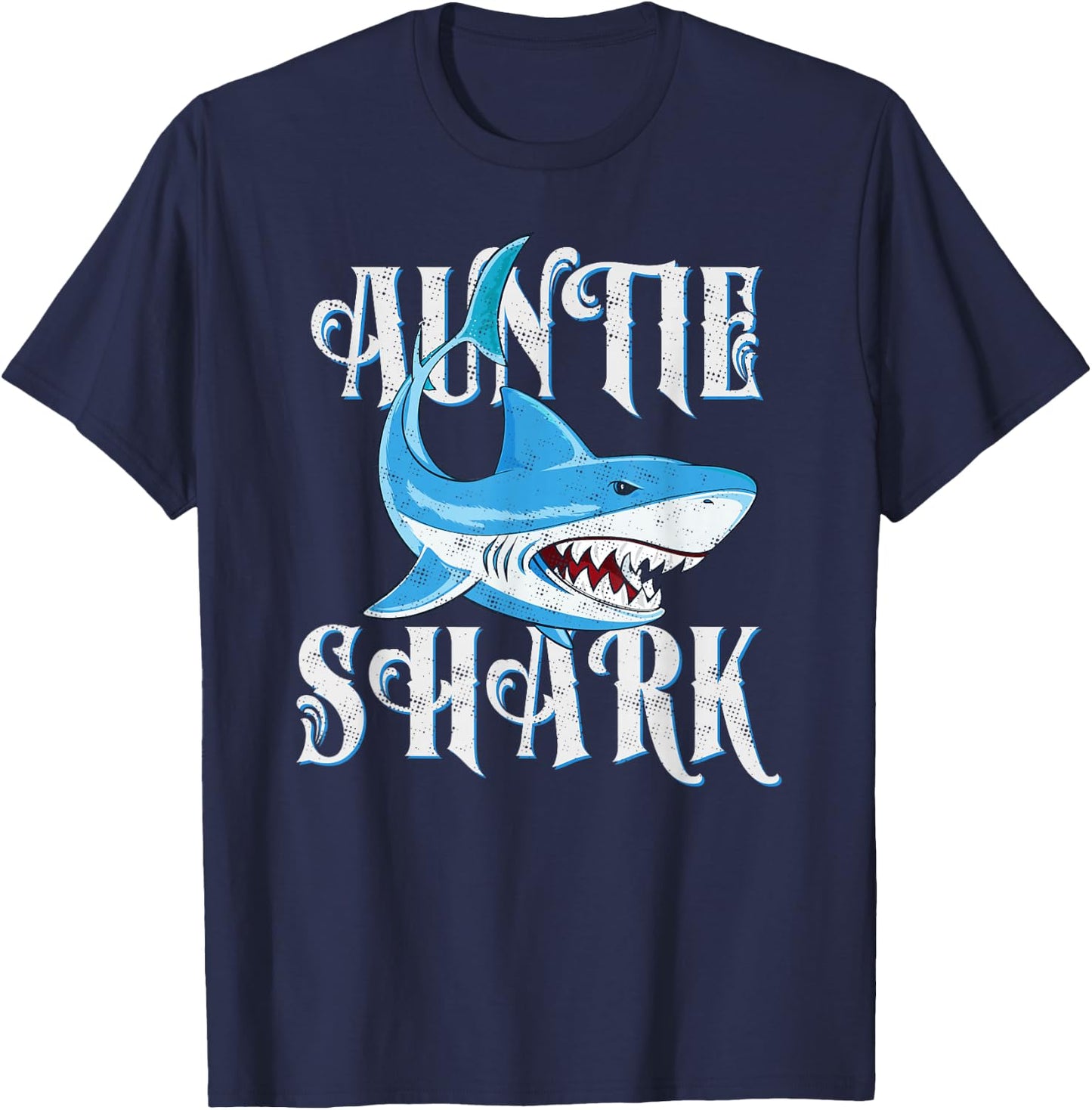 Auntie Shark Shirt, Funny Aunt Matching Gift T-Shirt - T-Shirt | Navy