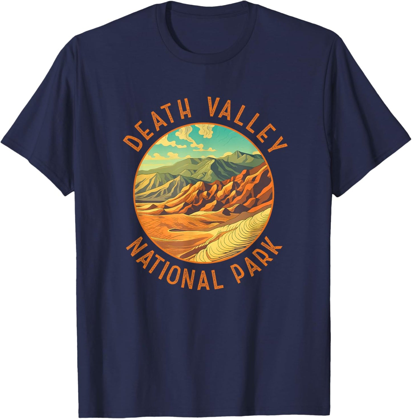 Death Valley National Park Illustration Distressed Circle T-Shirt - T-Shirt | Navy