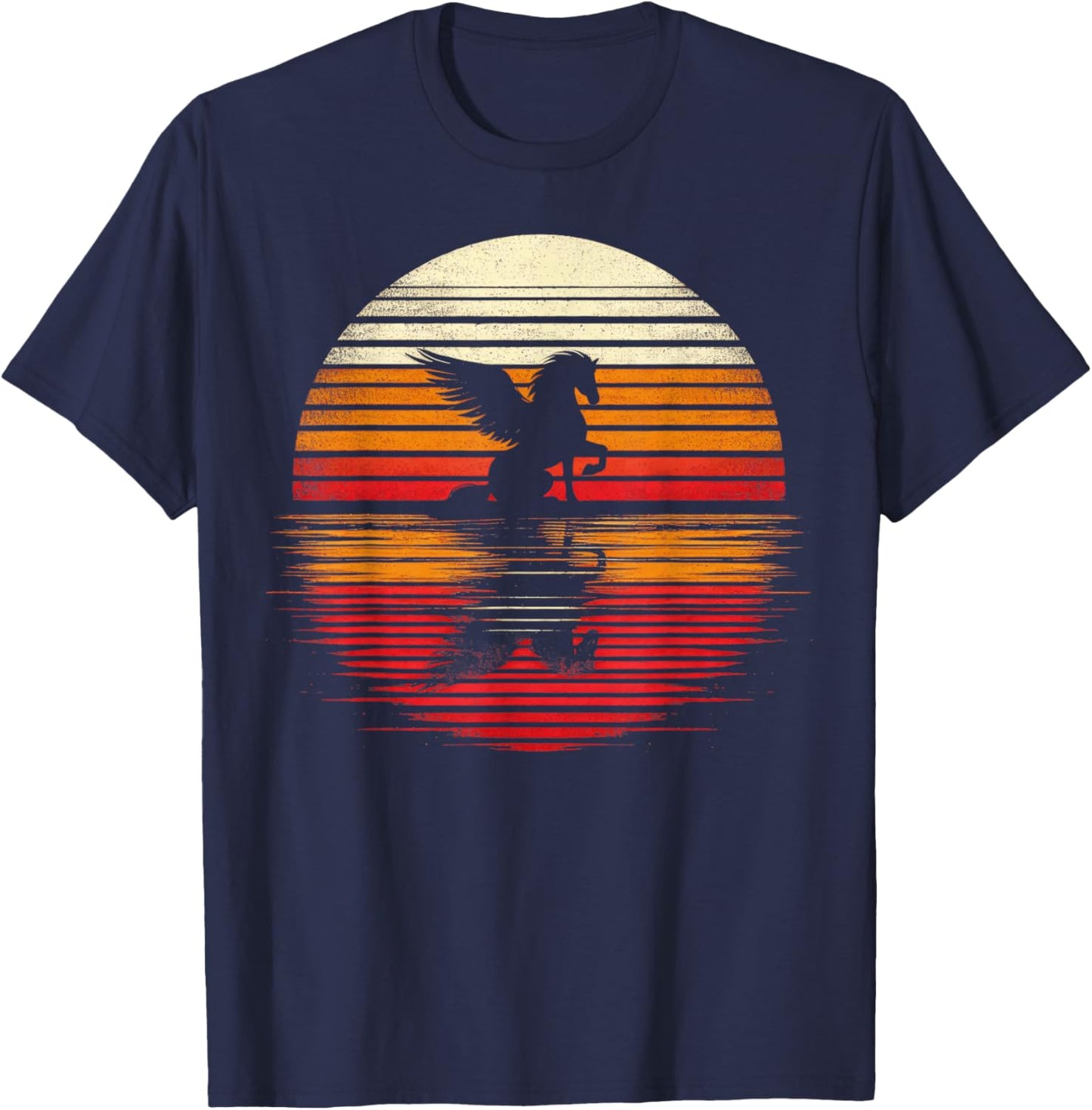 Pegasus Sunset Retro Style Safari Vintage 70s T-Shirt - T-Shirt | Navy