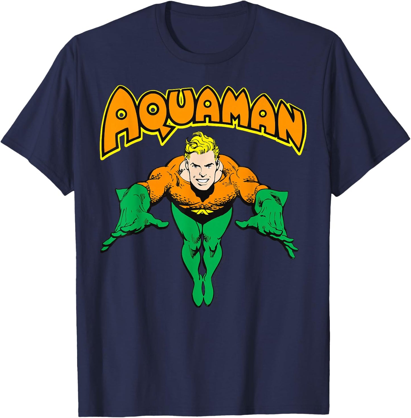DC Comics Aquaman Vintage Portrait Logo T-Shirt - T-Shirt | Navy