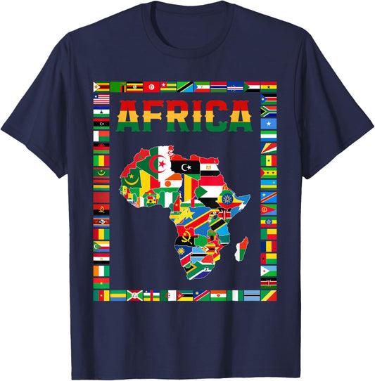 African flags,Flags of africa,africa map. T-Shirt - T-Shirt | Navy