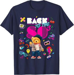 Back To 80's , Cool Retro 80's Teddy Bear Graphic Design T-Shirt - T-Shirt | Navy