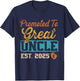 Retro Promoted To Great Uncle Est 2025 T-Shirt - T-Shirt | Navy