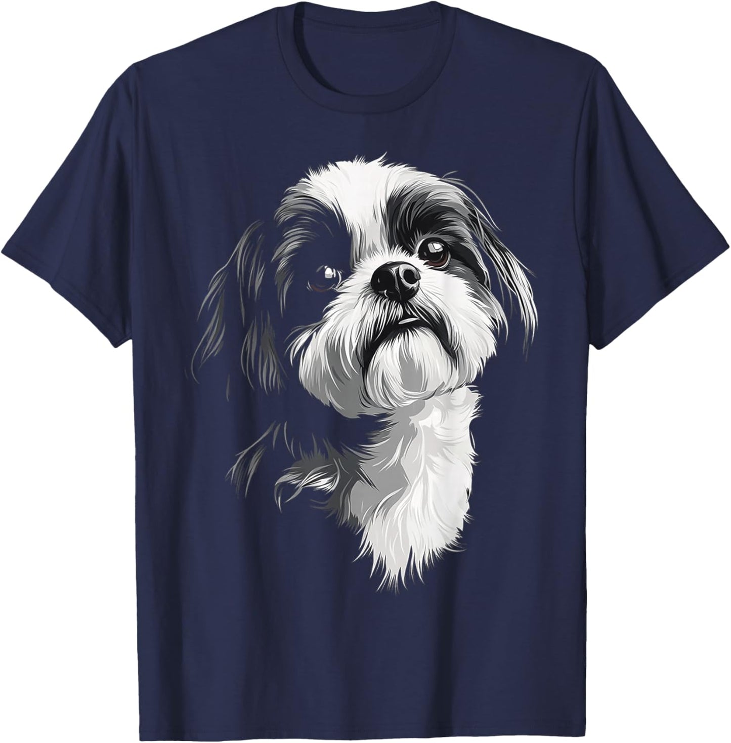 Shih Tzu Dog Motif Pet Illustration Shih Tzu T-Shirt - T-Shirt | Navy