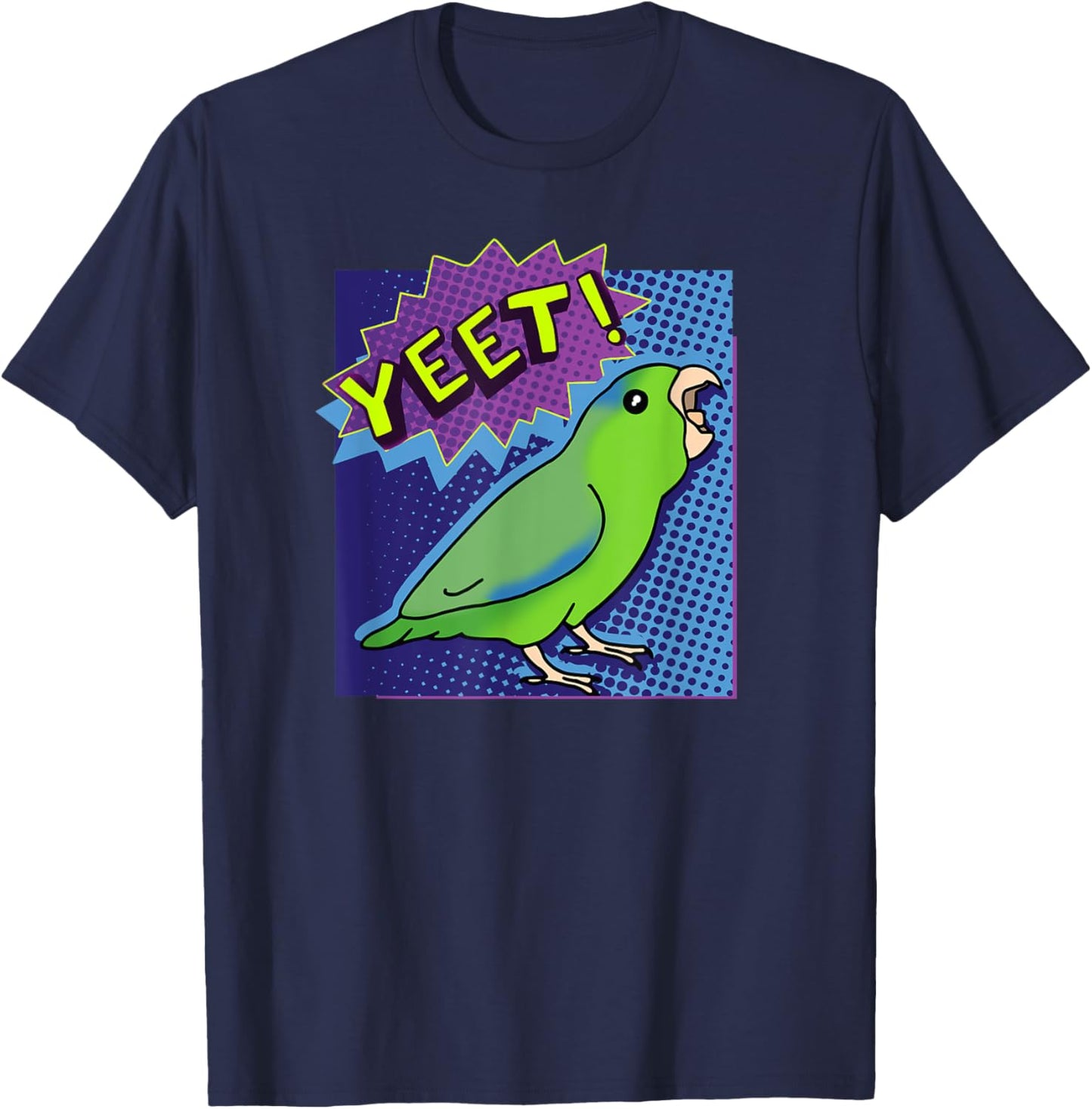 Funny green Parrotlet screams YEET Birb Memes Parrot Lover T-Shirt - T-Shirt | Navy