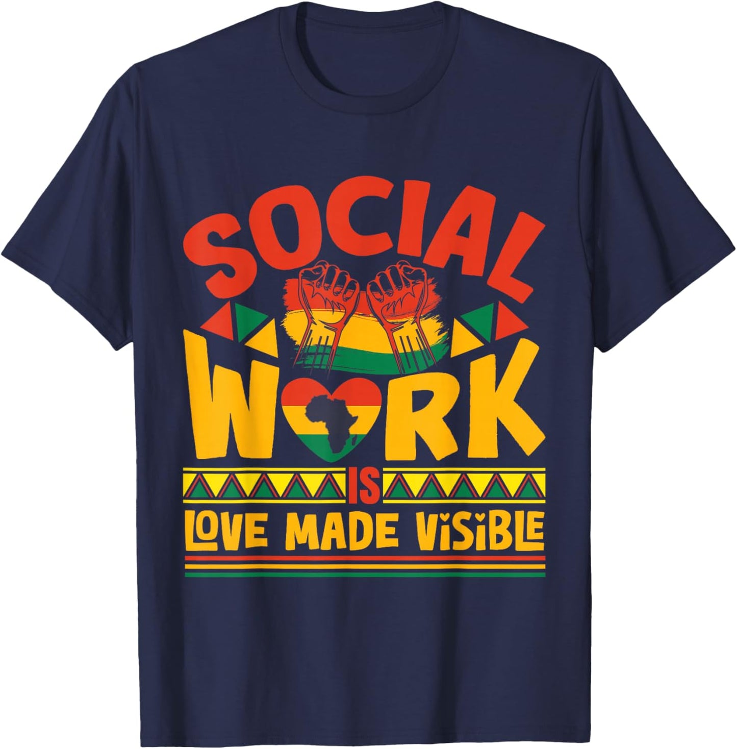 Social Worker Month Black History Month Black Social Worker T-Shirt - T-Shirt | Navy
