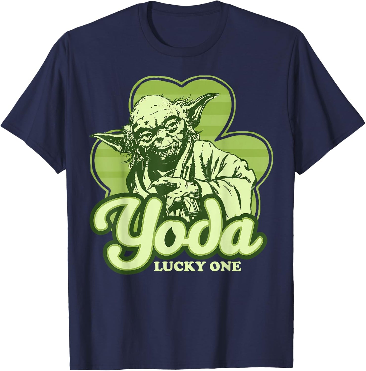 Star Wars St. Patrick's Day Yoda Lucky One Clover Smile T-Shirt - T-Shirt | Navy