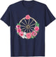 Country Wagon Wheel with Pink Roses and Panses T-Shirt - T-Shirt | Navy