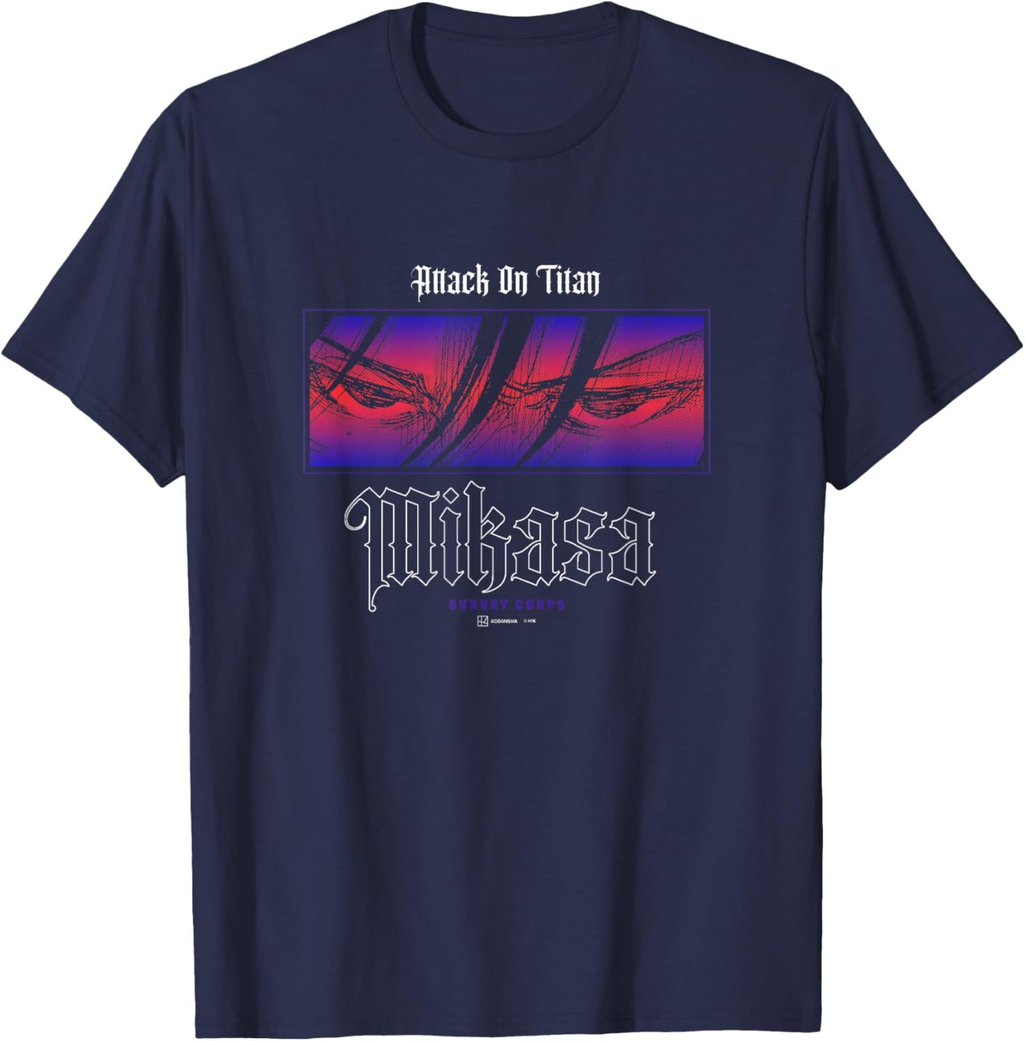 Attack on Titan Mikasa Eyes Survey Corps Big Panel Manga T-Shirt - T-Shirt | Navy