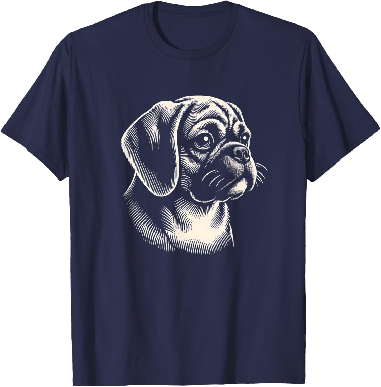 Puggle Dog Face Art Design T-Shirt - T-Shirt | Navy