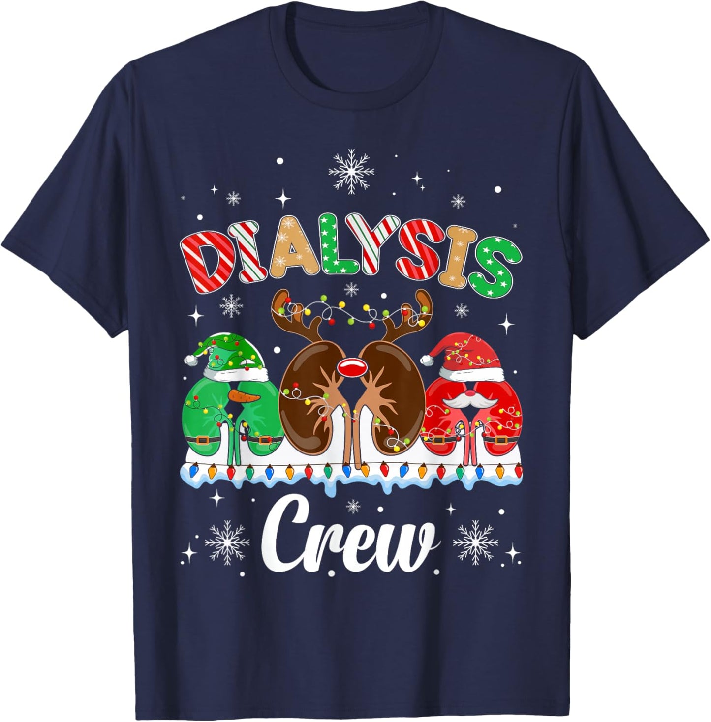 Dialysis Christmas Crew Dialysis Nurse Nephrology Technician T-Shirt - T-Shirt | Navy