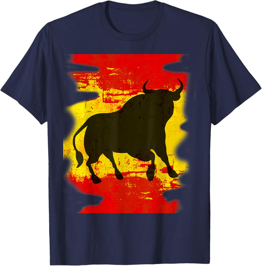 Bull El Matador Graphic Spain Flag, El Toro Festival Gift T-Shirt - T-Shirt | Navy