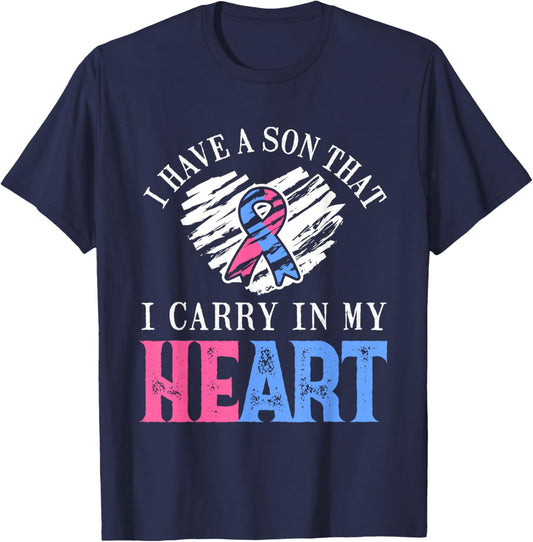 Son That I Carry In Heart | Pregnancy and Infant Loss Awareness T-Shirt - T-Shirt | Navy