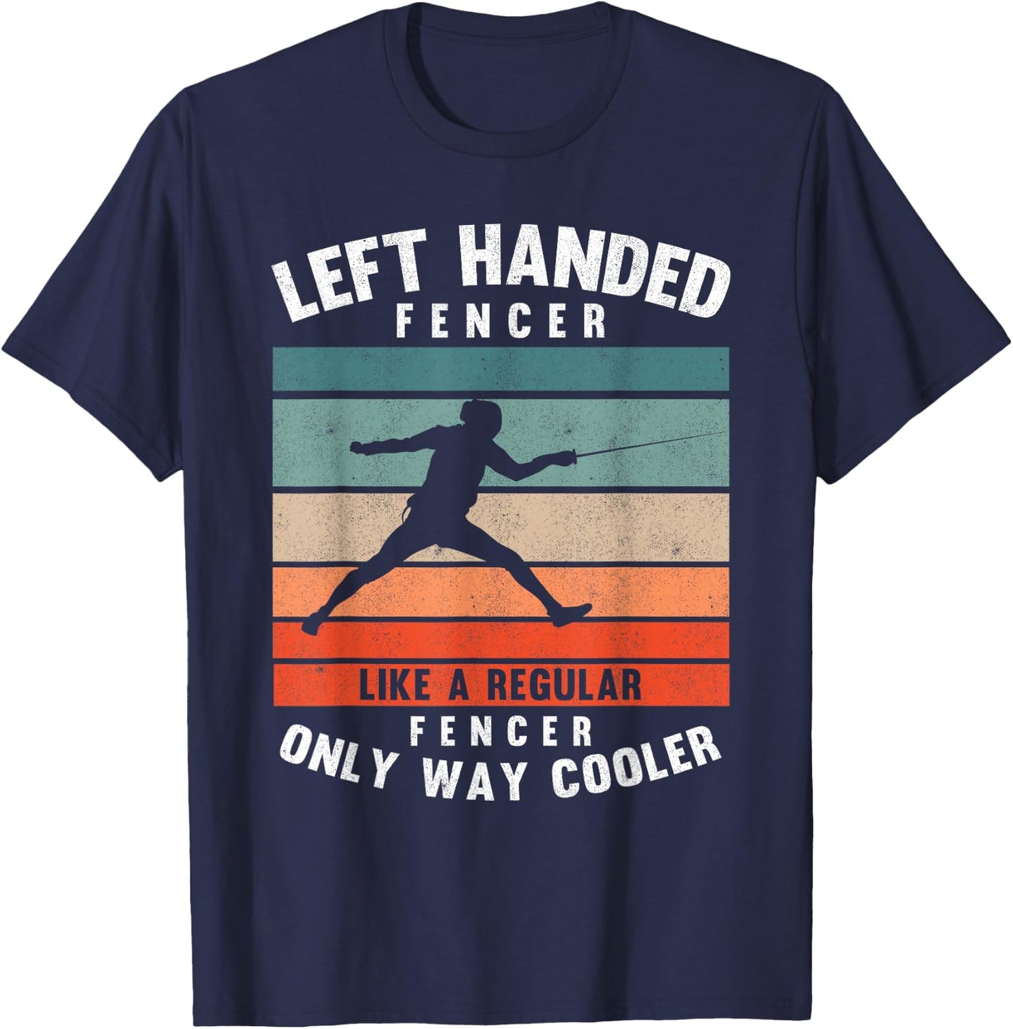 Left Handed Fencer Sword Fighting Sport Vintage Fencing T-Shirt - T-Shirt | Navy