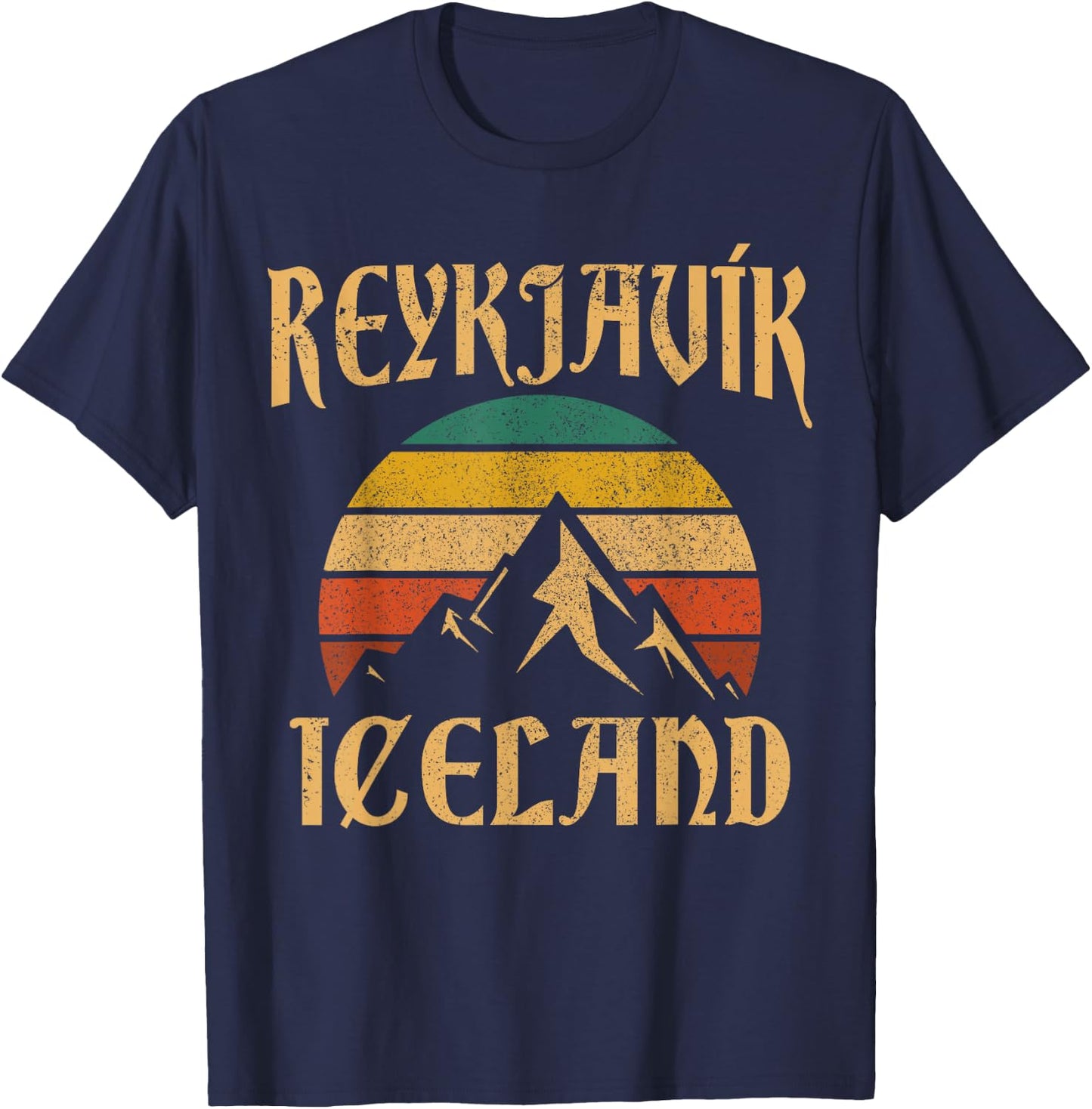 Reykjavik Island Island Vintage Mountains T-Shirt - T-Shirt | Navy