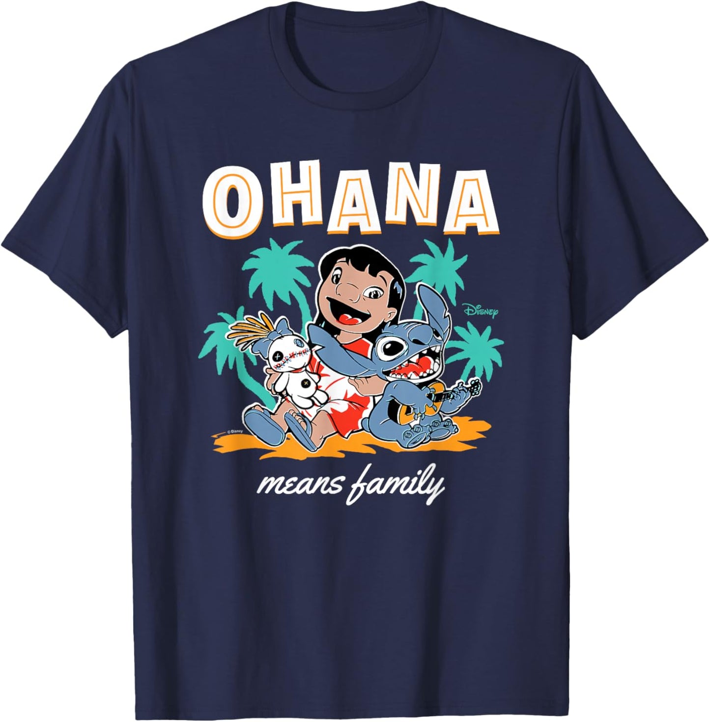 Lilo & Stitch - Ohana Means Family T-Shirt - T-Shirt | Navy