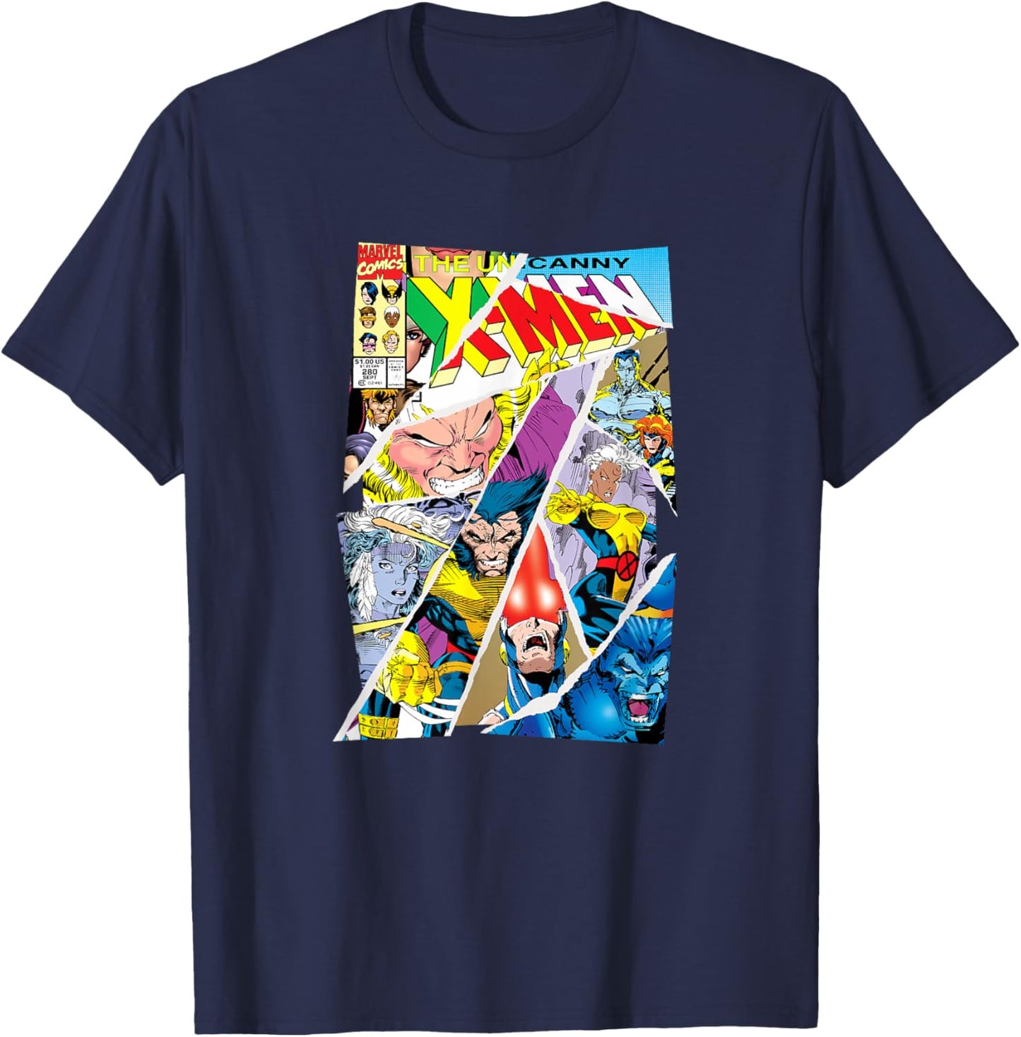 Marvel X-Men The Uncanny X-Men Comic Covers Collage T-Shirt - T-Shirt | Navy